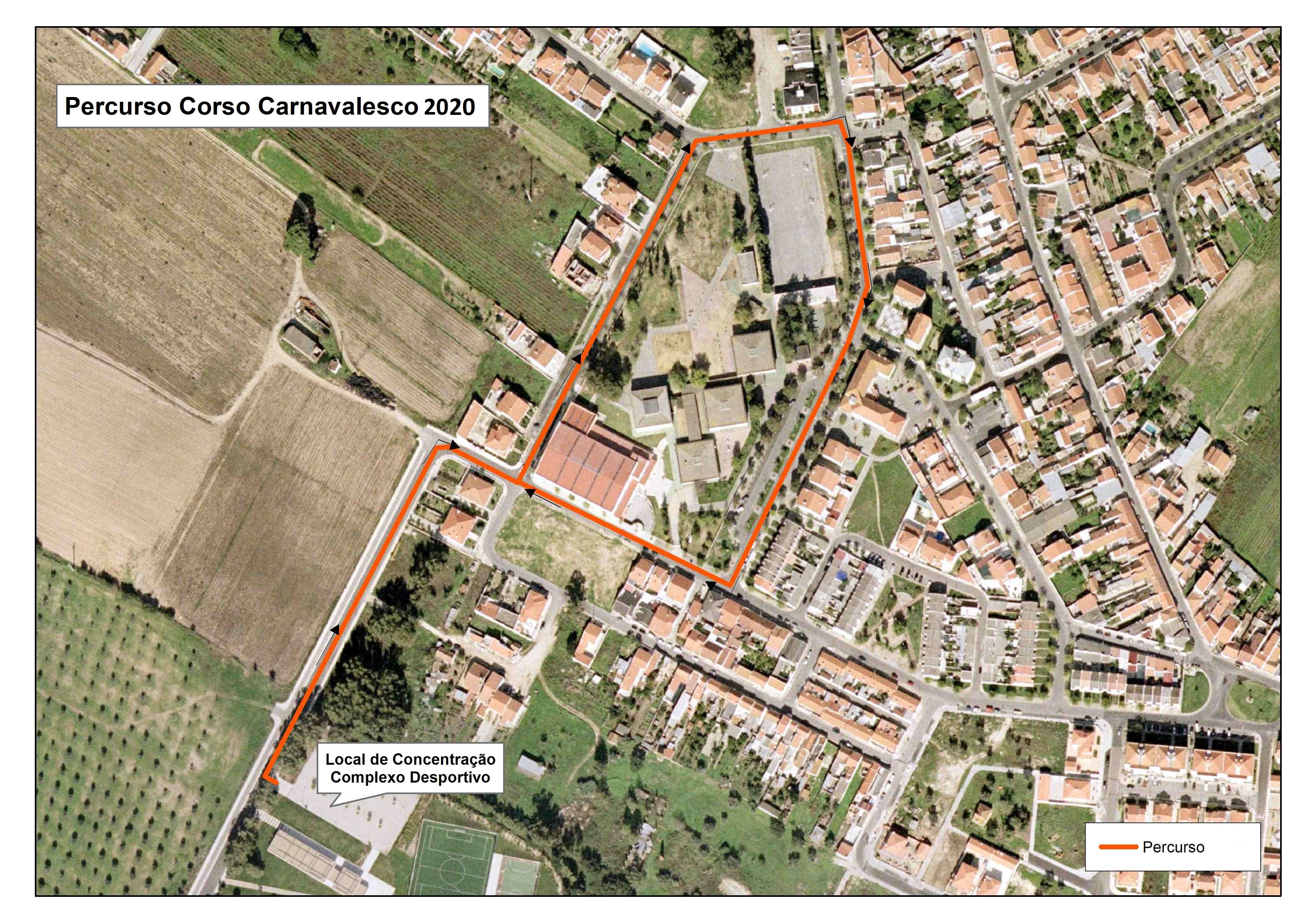 Percurso - Corso Carnavalesco de Alpiarça 2020