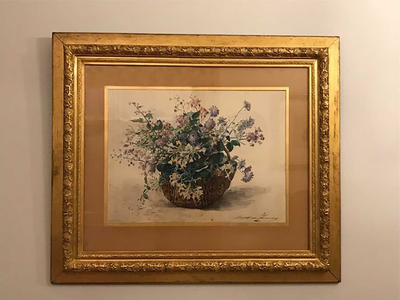 Bouquet de Chèvrefeuille (Fleurs des Champs) - Aguarela sobre papel e cartão - Madelaine Lemaire