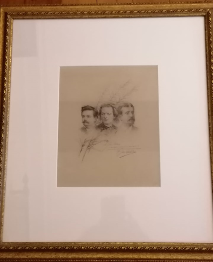 Retratos dos compositores Klughardt, Rubinsteins e Boisdeffre