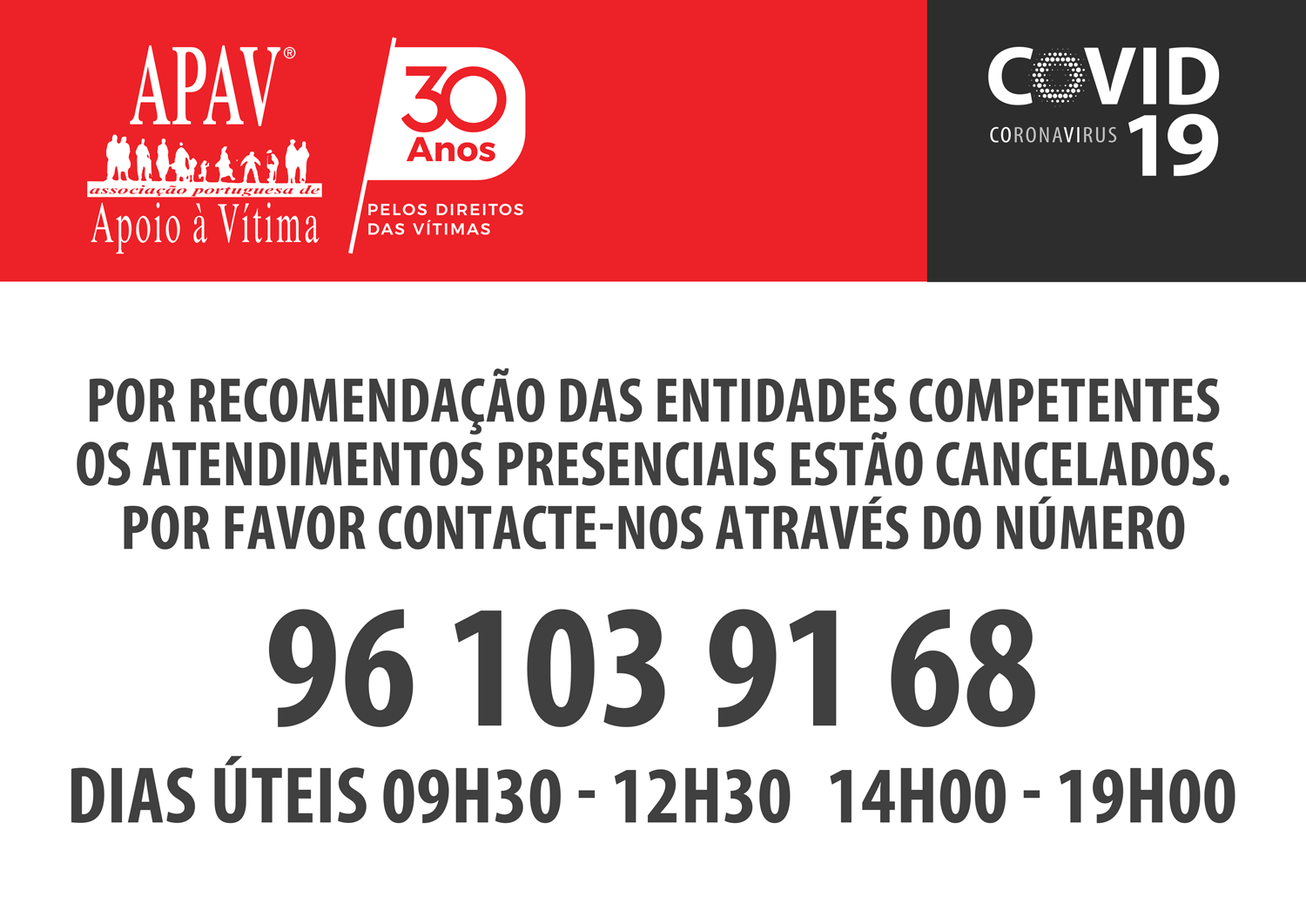 APAV EQUIPA EMAV LT - Atendimentos Cancelados Temporáriamente 