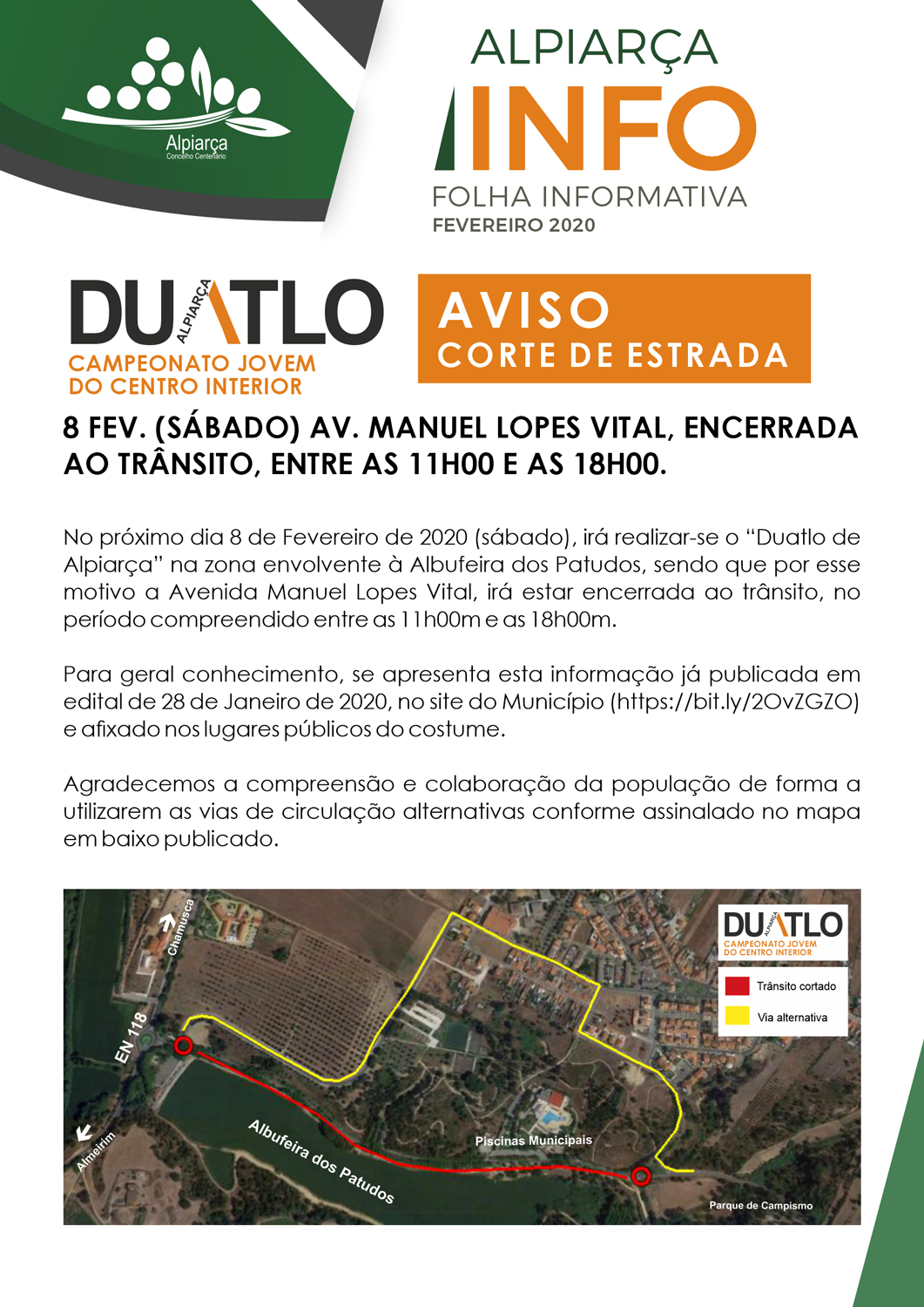 Informação - Corte de estrada 8 fevereiro 2020 Informação - Corte de estrada 8 fevereiro 2020