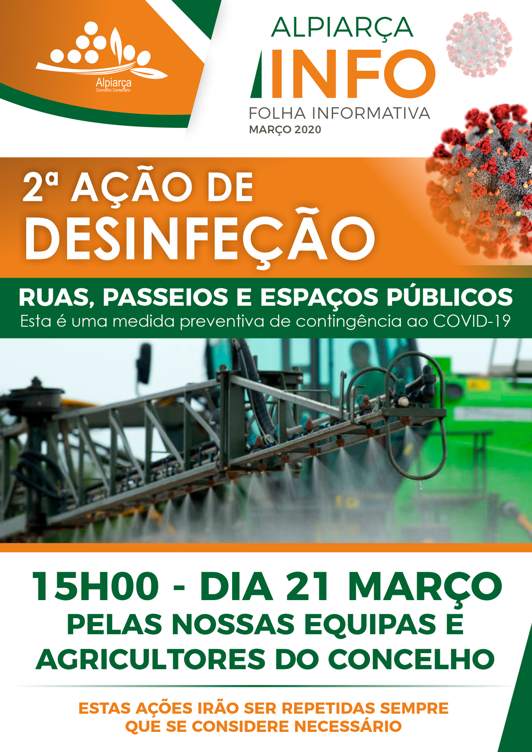 2ª Ação de desinfeção do Concelho de Alpiarça 2ª Ação de desinfeção do Concelho de Alpiarça