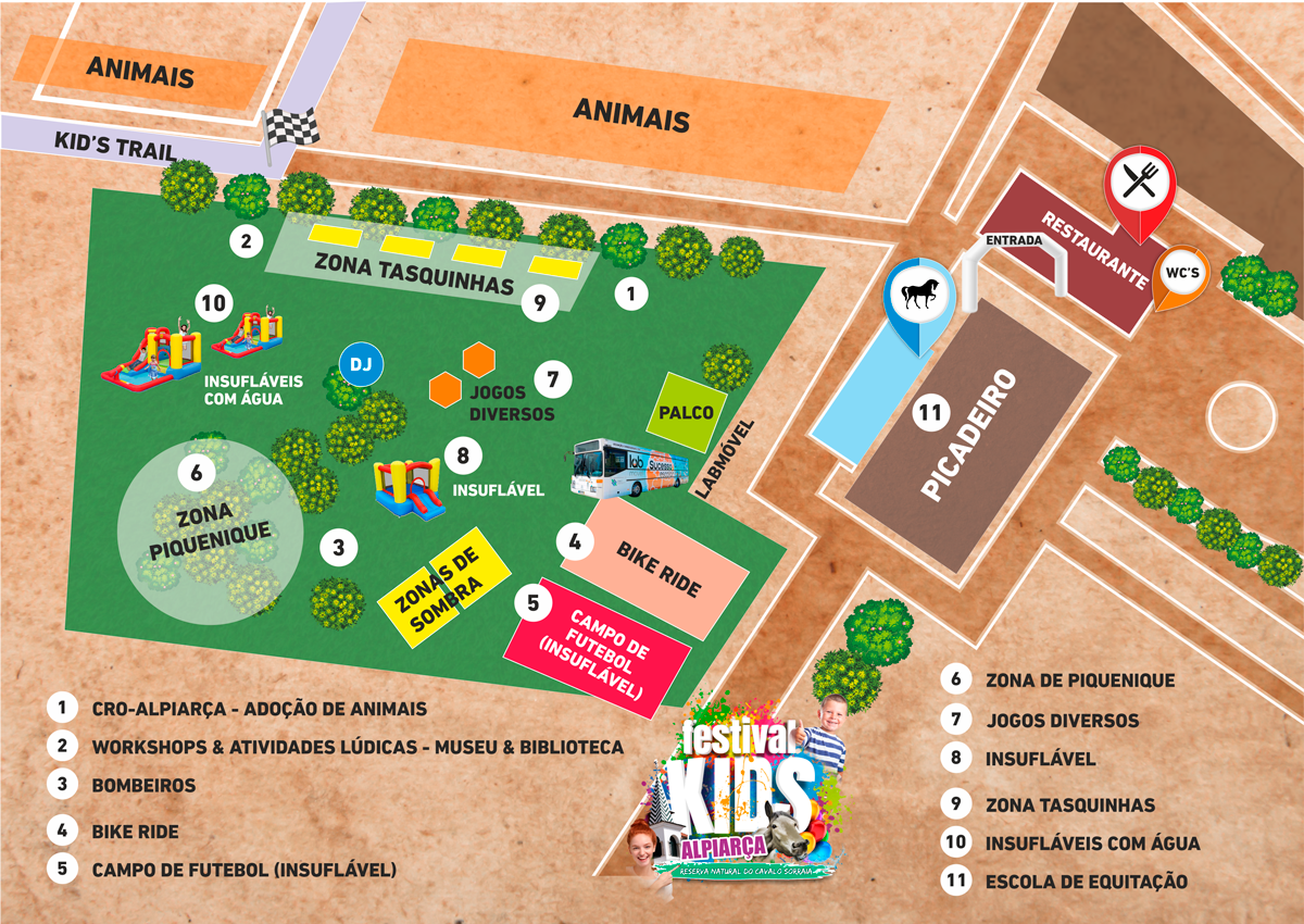 Mapa do recinto - Festival Kids Alpiarça 2024 - Reserva Natural do Cavalo Sorraia Mapa do recinto - Festival Kids Alpiarça 2024 - Reserva Natural do Cavalo Sorraia
