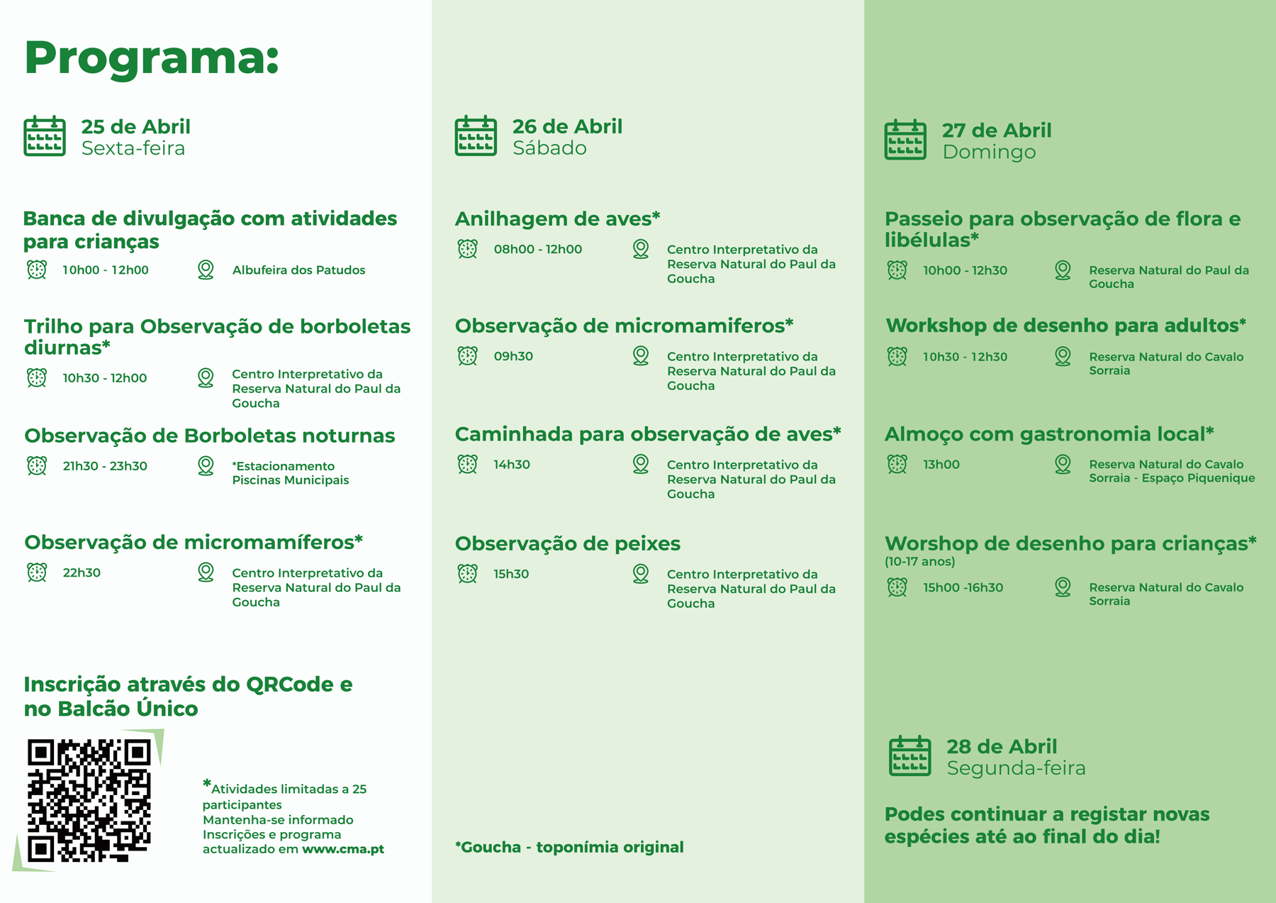 Programa do desafio City Nature Challenge 2025 - Alpiarça Programa do desafio City Nature Challenge 2025 - Alpiarça
