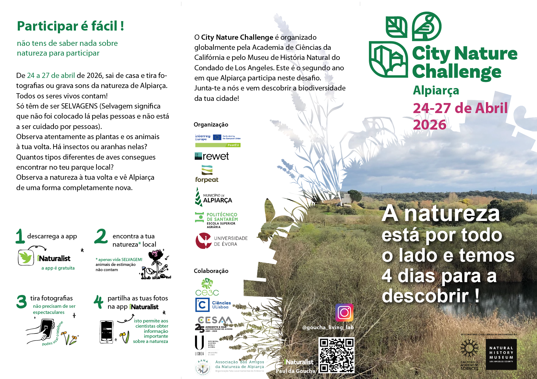 Programa desafio City Nature Challenge 2026 - Alpiarça