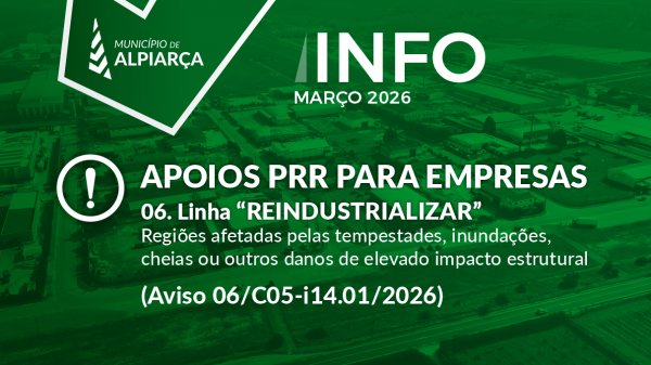 Município de Alpiarça – Informação a empresas locais – Aviso apoios PRR