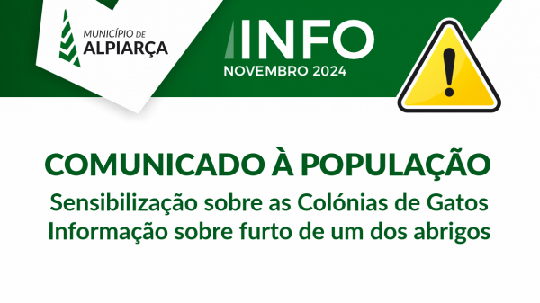 Comunicado à População - Sensibilização Colónias de Gatos e Informação de Furto de abrigo