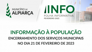 INFORMAÇÃO À POPULAÇÃO | ENCERRAMENTO DOS SERVIÇOS MUNICIPAIS (Tolerância de Ponto - Carnaval)