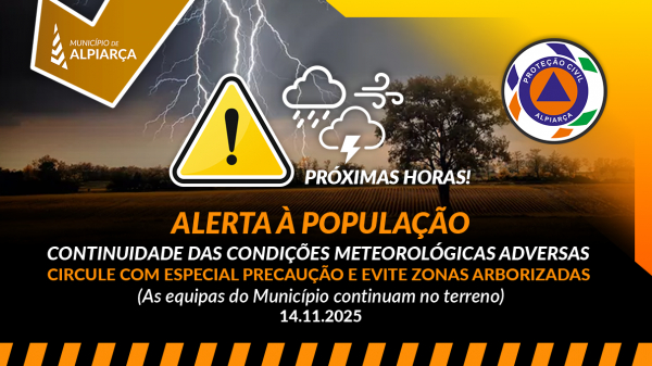Aviso à População – Agravamento das Condições Meteorológicas – 14 Novembro 2025
