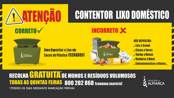 Recolha de Monos e Resíduos Volumosos – Apelo à Colaboração da População