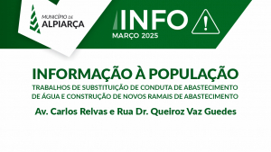 Informação à População – Trabalhos de Substituição de Conduta de Abastecimento de Água - 12 de maio 2025