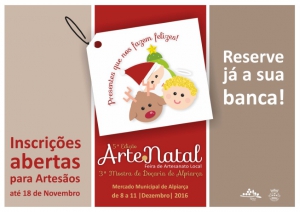 ArteNatal – 5.ª Edição – Feira de Artesanato Local de Alpiarça, decorre em Alpiarça de 8 a 11 de Dezembro de 2016