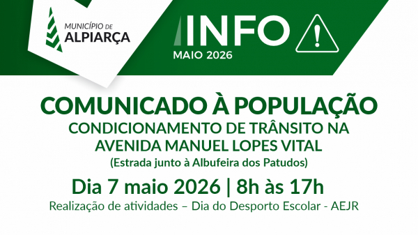 Comunicado à População – Condicionamento de Trânsito na Av. Manuel Lopes Vital dia 7 maio 2026