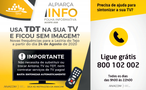 INFORMAÇÃO À POPULAÇÃO - ANACOM informa sobre as novas frequências de emissão DTD a partir de 25 de Agosto 2020