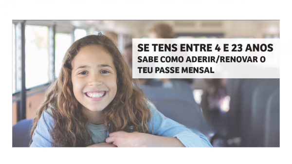 Passe Rodoviário Gratuito para Jovens dos 4 aos 23 anos