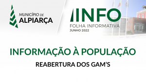 INFORMAÇÃO À POPULAÇÃO | REABERTURA DOS GAM'S