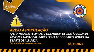 AVISO À POPULAÇÃO – Falha no Abastecimento de Energia nas localidades do Frade de Baixo, Gouxaria e parte de Alpiarça - 5 Novembro 2025